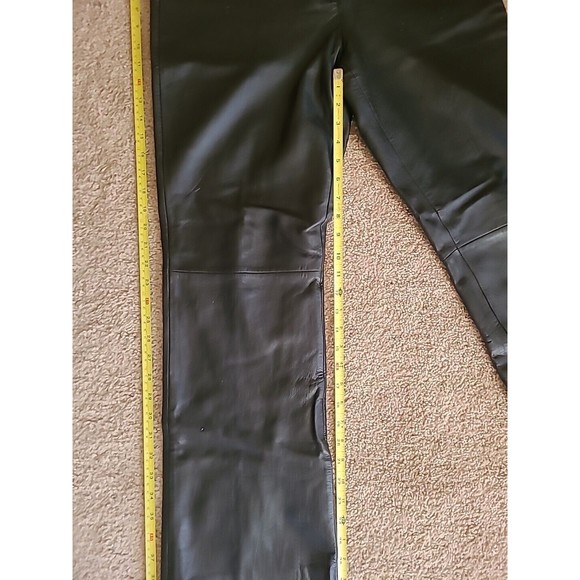 VS2 by Vakko Leather Pants Size 10 Black Lamb Leather Soft Wide Leg - Picture 3 of 9